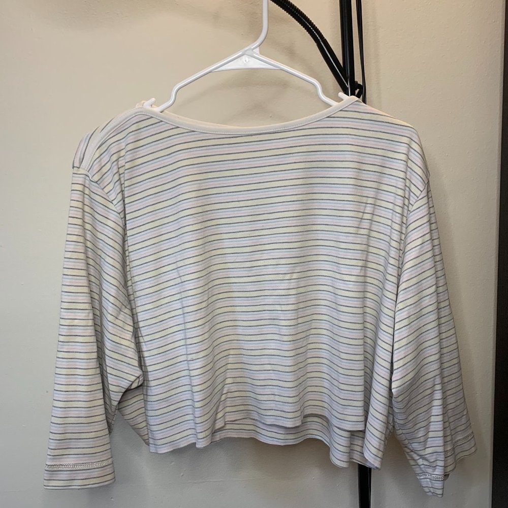Women's Pastel Striped Cut-Off Long Sleeve Shirt, XL
